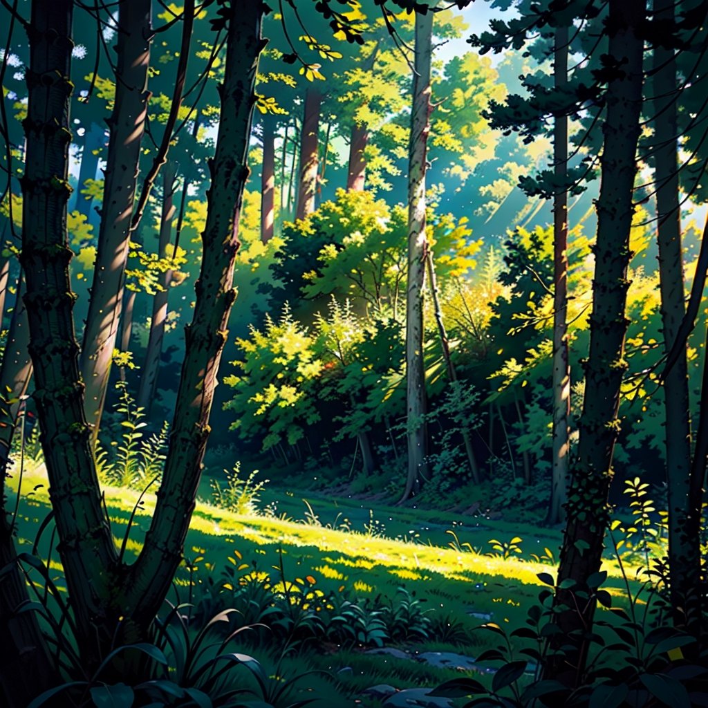 (masterpiece:1.2),(HDR:1.4),High detail RAW color photo professional, forest, sunshine, green, grass