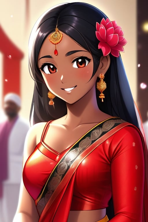 beautiful, asian, black skin, wedding bg, black hairs,height 6ft, full body, small boob, small ass, saree outfit red, 8k wallpaper, hd quality, age 16, happy, smile, beautiful eyes, pierce, lighting, bright, color grade, sexy
