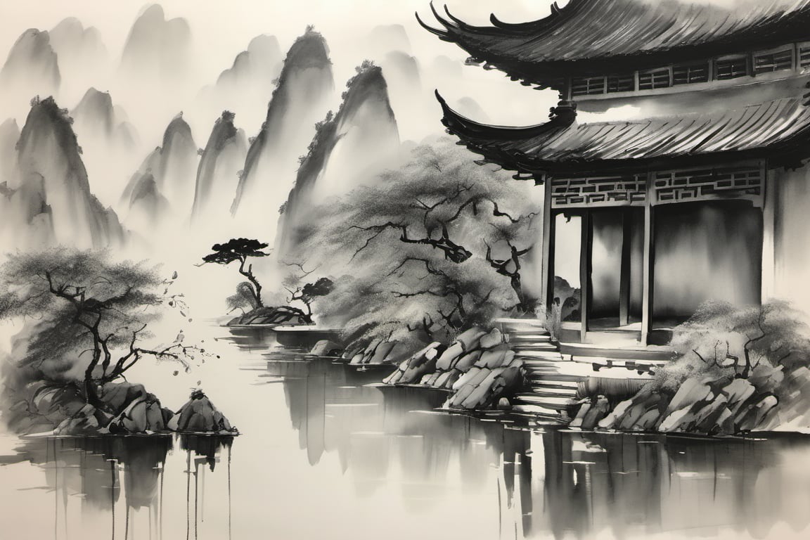 Chinese Ink Drawing,
徽派建築,江南水鄉,白牆黑瓦,水墨,國畫,水墨畫,水墨画风,徽派建筑,江南水乡