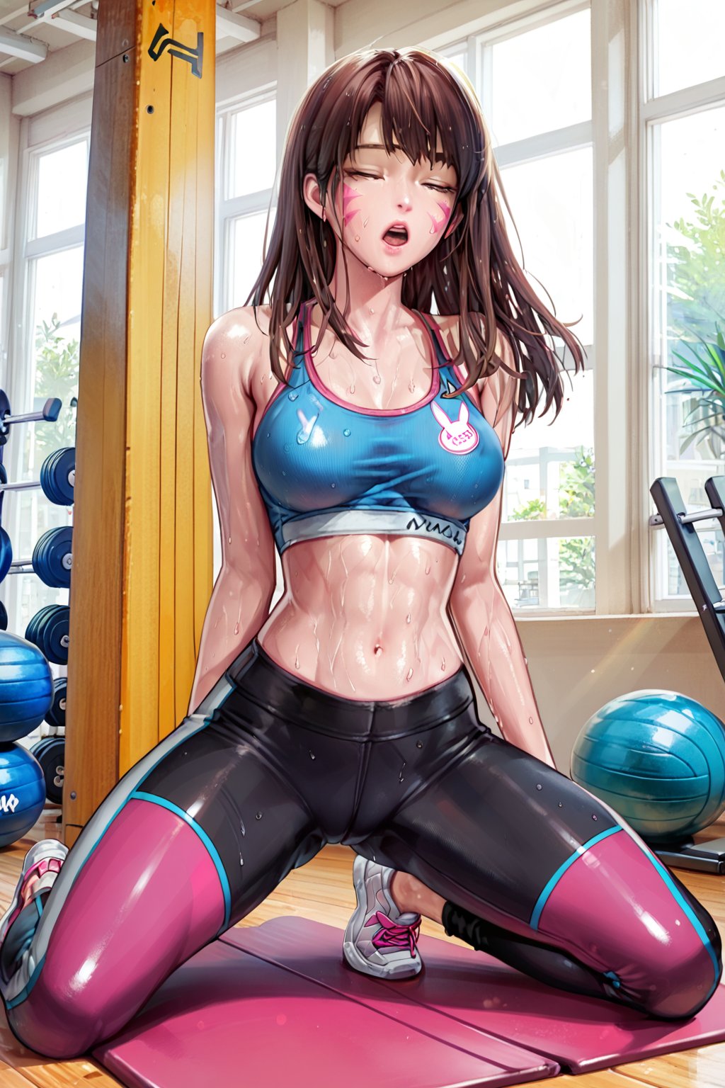 d.va  , ( yoga pants , long pants : 1.2) , in gym , hardtraining ,   (  sweating     , exhausted  ,(  wheezing ) , open mouth  ) , 
score_9, score_8_up, score_7_up, score_6, score_5, score_4, ( masterpiece , ultra Detailed  ) , 
  milkychu-style , 