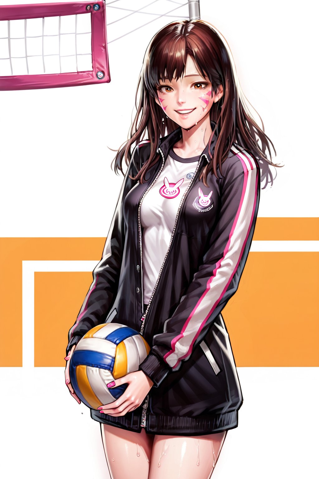 d.va  , volleyball,   hard practice ,   (  sweating  , painful face    , exhausted,  ( wheezing )   , smile   ) , in a coat    , 
score_9, score_8_up, score_7_up, score_6, score_5, score_4, ( masterpiece , ultra Detailed  ) , 
  milkychu-style , 