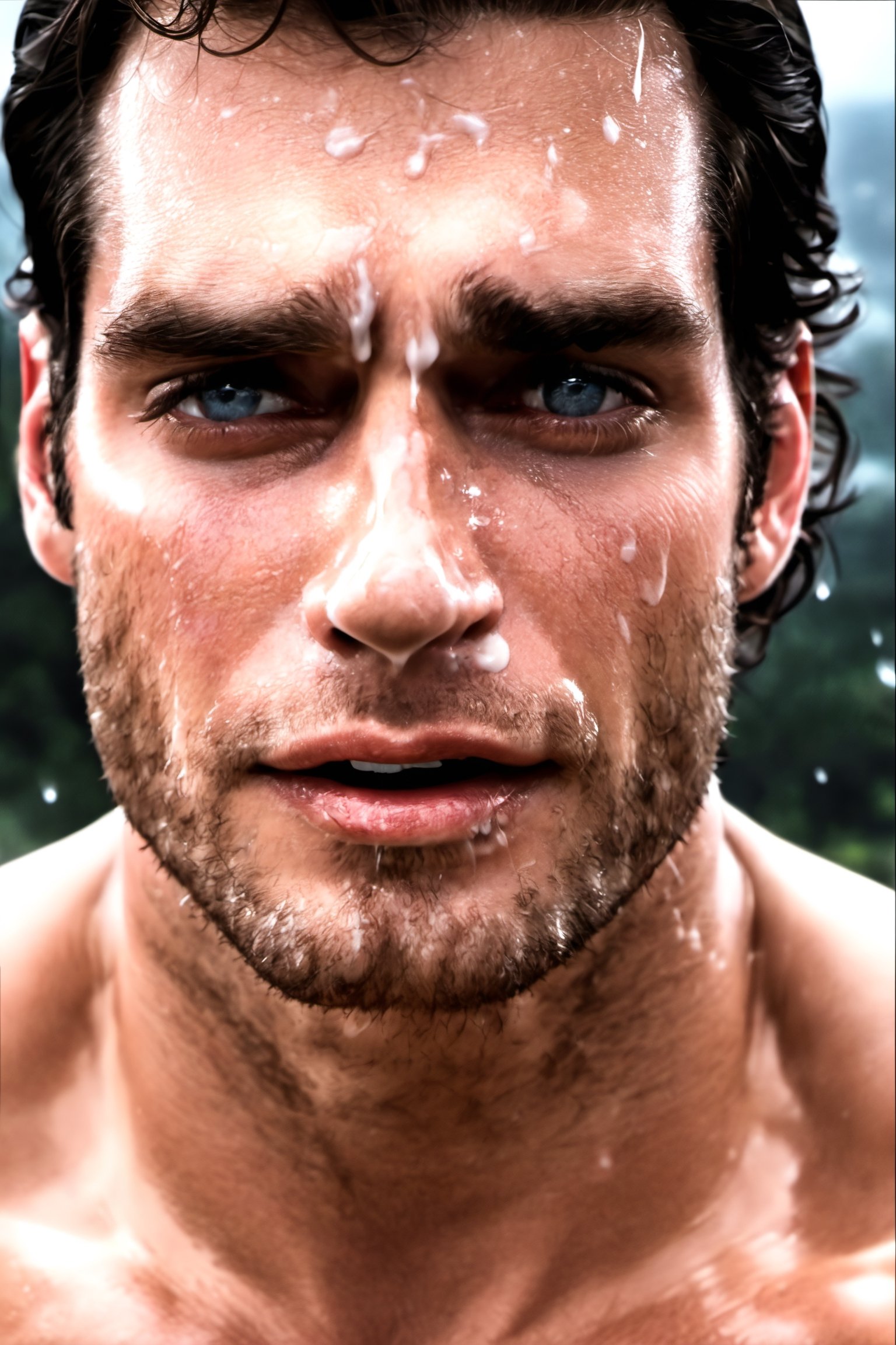 masterpiece, realistic, henry cavill, naked,cum on face