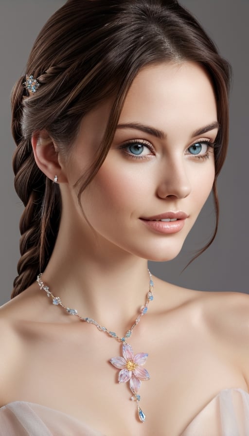 tmasterpiece,Best picture quality,A beautiful bust of a noble maiden,Delicate braids,Clear eyes,The hair is covered with beautiful and delicate floral craftsmanship,Crystal jewelry filigree,Ultra-detailed details,Soft lighting。