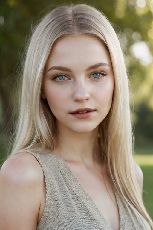 vampire, beautiful, platinum blonde hair, pale light eyes, young adult in her late teens. visualize in afternoon time settings. 