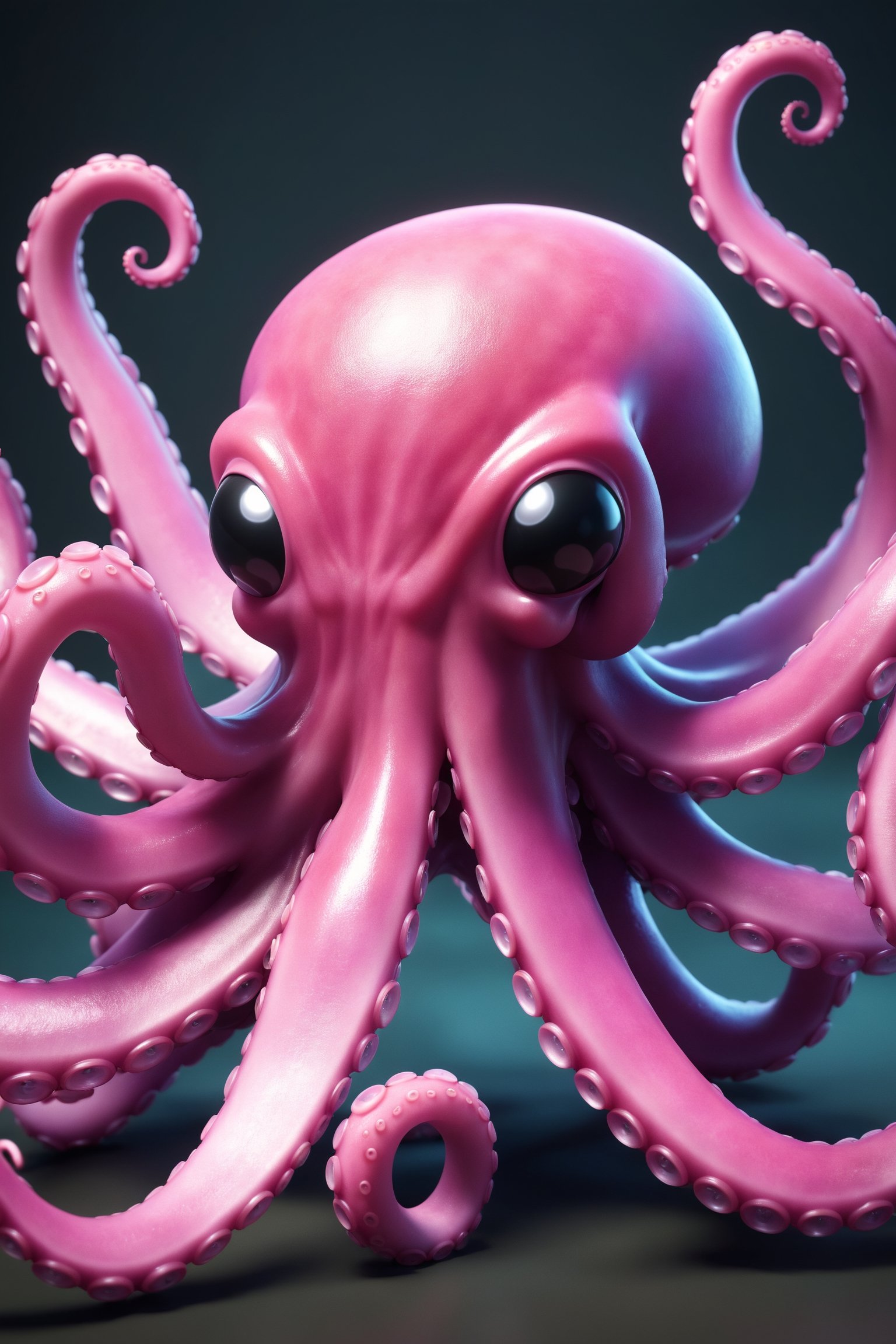 A cute octopus creature with a mass of writhing tentacles, plain background, 3d_model, cinematic lighting, rim lighting, kawaii, pokemon
