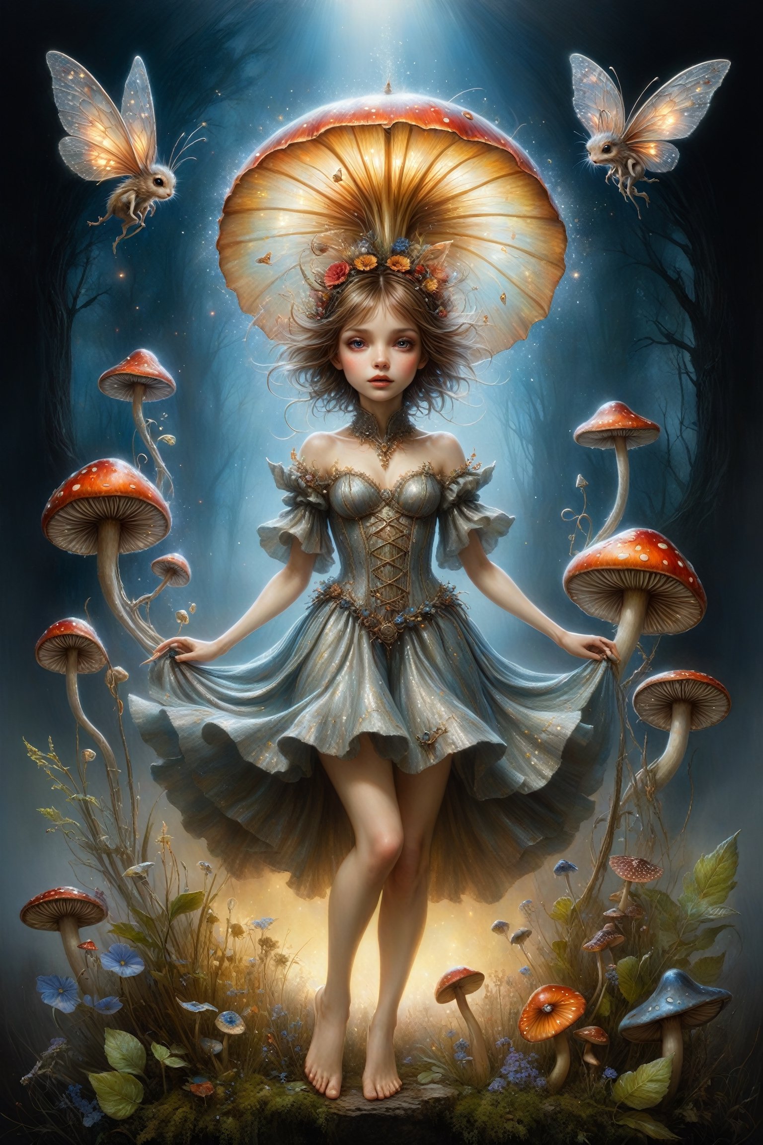 art by Mandy Disher, digital art 8k, Jean-Baptiste Monge style, art by cameron gray, mail art, cuteness overload, Northern Renaissance, tempera on old worn canvas, fairytale, symbolism, dynamic poster, highly detailed, ((Fantasy art)) featuring a beautiful pixie girl creeps through a beautiful garden of giant flowers and mushrooms and plants, early morning mist and beautiful soft sunlight rays, soft floating elemets, glitter, holography, Wonder of Beauty, glitter, aesthetic portrait, shiny, seethru clothes, colorful, vibrant, in the style of esao andrews foggy night, autumnal, complex background, meticulously detailed tempera portrait, detailed landscape complementary colors, insanelly detailled, volumetrics clouds, stardust, 8k resolution, watercolor, razumov style. art by Razumov and Volegov, art by Carne Griffiths and Wadim Kashin rutkowski repin artstation hyperrealism painting, 4 k resolution blade runner, sharp focus, emitting diodes, smoke, artillery,sparks,racks,system unit,motherboard, by pascal blanche rutkowski repin artstation hyperrealism painting concept art of detailed character design matte painting, 4 k resolution , in the style of esao andrews