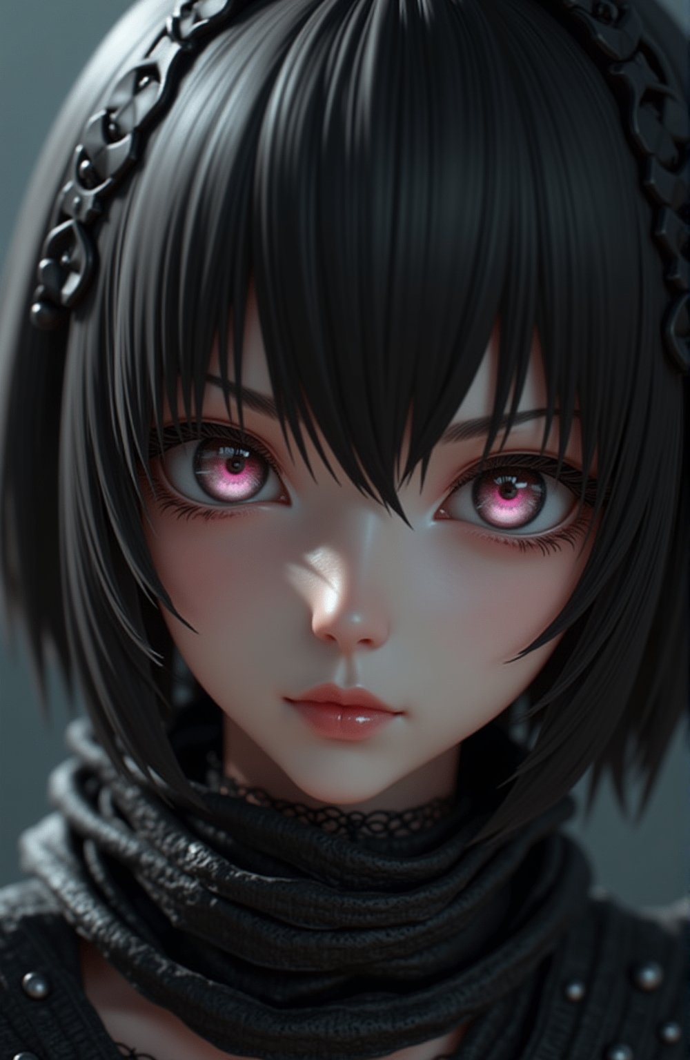 A realistic 
YoRHa No.2 Type B, NieR: Automata close-up, 3D picture texture, ultra sharp details, beutiful eyes, perfect skin