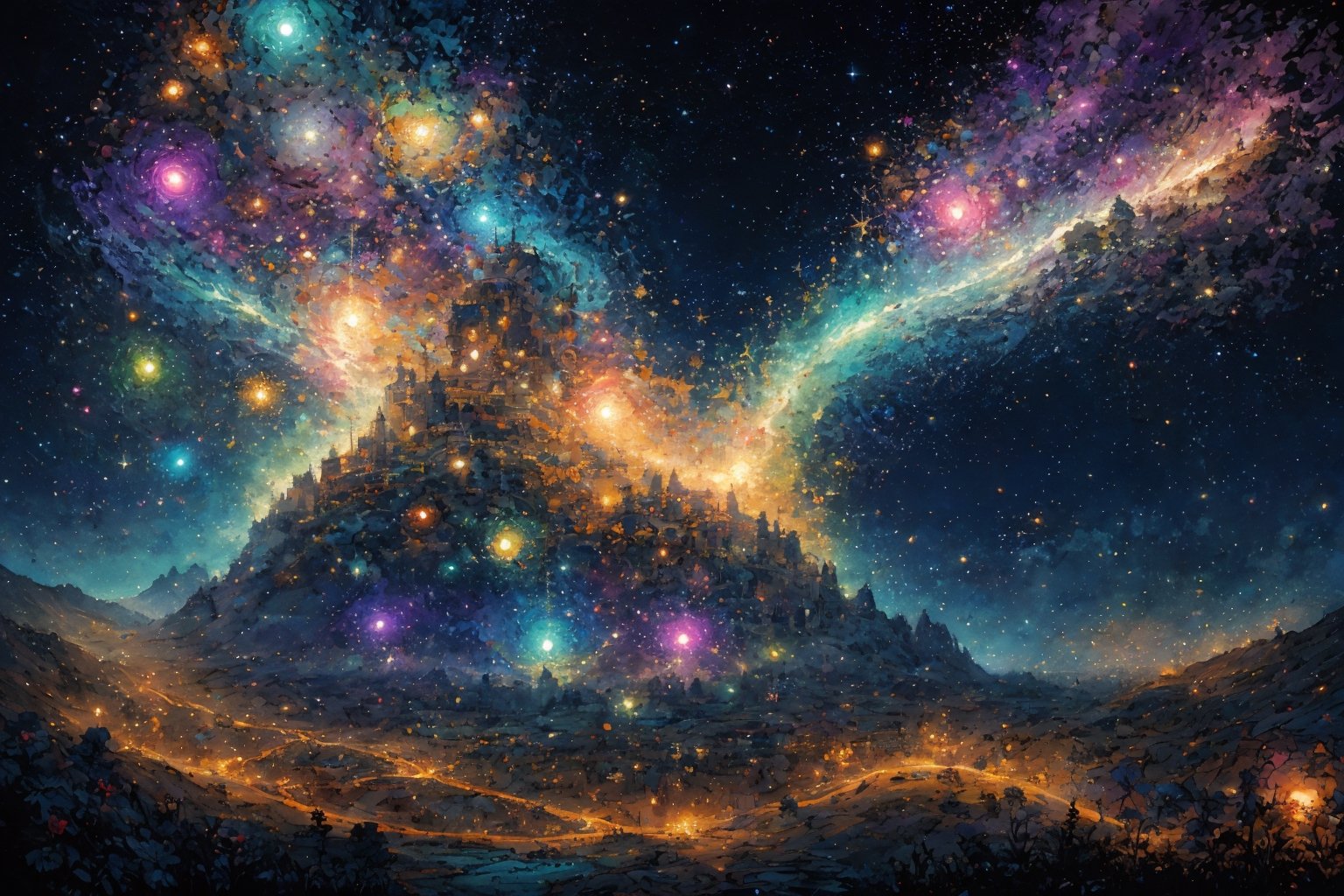 In the ethereal realm of cyberspace, a fairylike nocturnal neural network flickers with delicate luminescence, its intricate pathways glowing softly against a dark, star-studded backdrop. This watercolor painting captures the essence of technology intertwined with whimsy, a stunning fusion of magic and innovation. Each pixel is meticulously rendered, showcasing the intricate beauty of the neural network as it weaves its way through the digital cosmos. The colors blend seamlessly, creating a dreamlike quality that transports the viewer to a world where imagination and technology converge in perfect harmony. This exquisite artwork is a testament to the artist's skill and creativity, inviting viewers to marvel at the wonders of the digital age in a truly enchanting way.