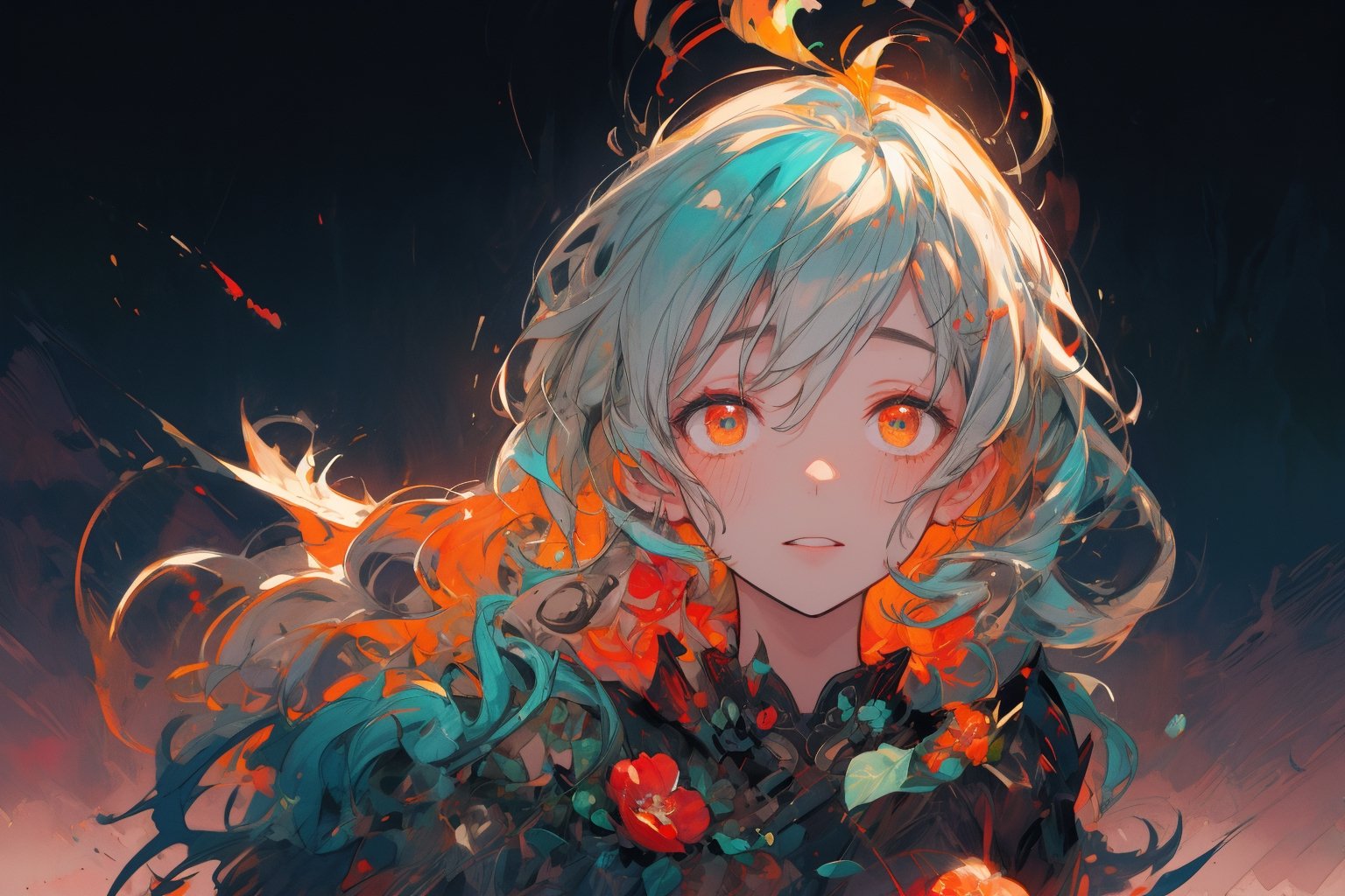 Official Art, Unity 8K Wallpaper, Extreme Detailed, Beautiful and Aesthetic, Masterpiece, Top Quality, perfect anatomy, 

woman, flower dress, colorful, dark background,flower armor,green theme,exposure blend, medium shot, bokeh, (hdr:1.4), high contrast, (cinematic, teal and orange:0.85), (muted colors, dim colors, soothing tones:1.3), low saturation,

a beautifully drawn (((ink illustration))) depicting, vintage, orange and teal accents, watercolor painting, concept art, (best illustration), (best shadow), Analog Color Theme, vivid colours, contrast, smooth, sharp focus, scenery, 

(Pencil_Sketch:1.2,masterpiece, midjourney, best quality, incredibly absurdres, messy lines,high detail eyes,More Detail,perfect light,portrait, ,more detail XL,Ukiyo-e