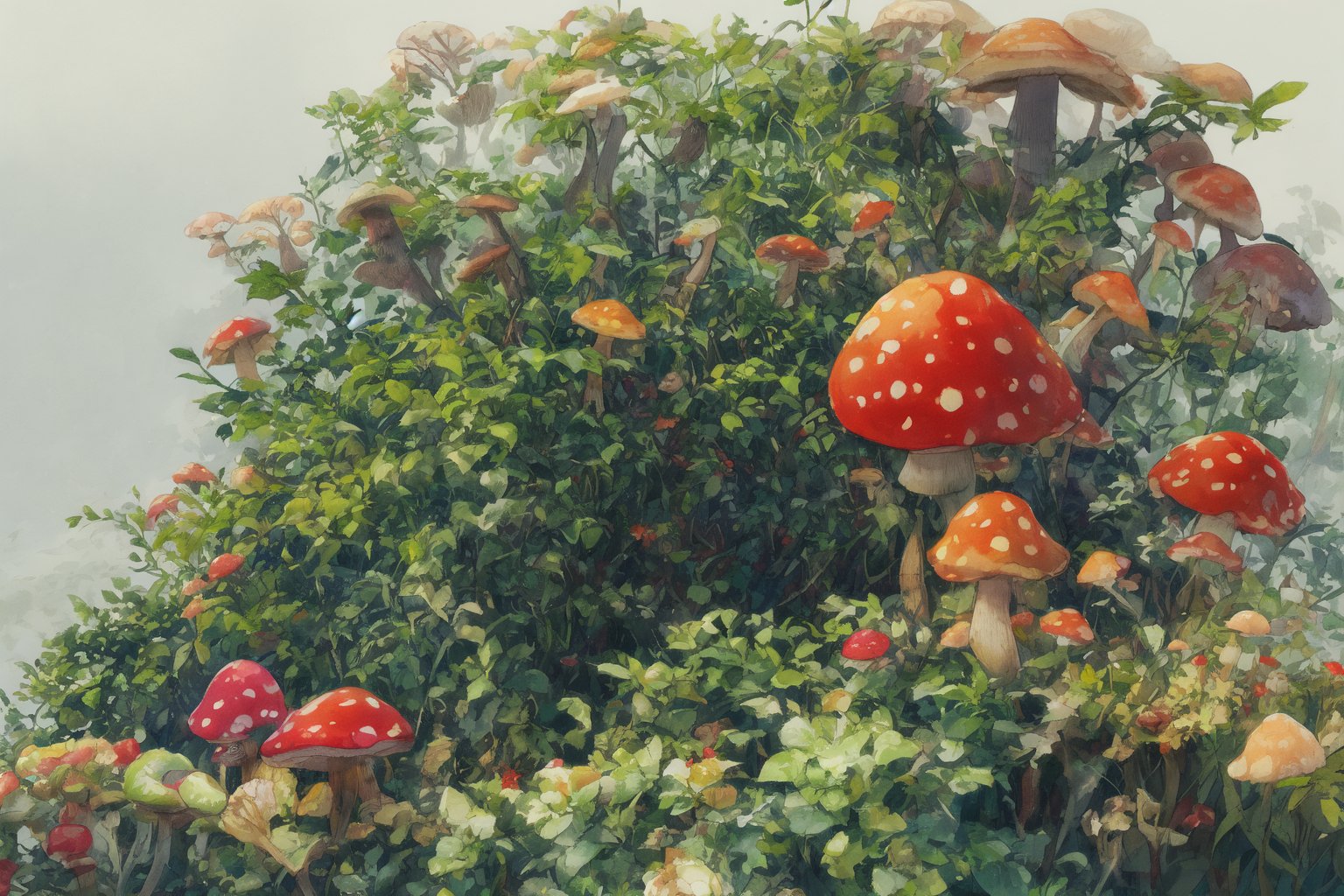 Official Art, Unity 8K Wallpaper, Extreme Detailed, Beautiful and Aesthetic, Masterpiece, Top Quality, perfect anatomy, 

1girl, solo, Rainforest, fog, ferns, succulents, mushrooms, red mushroom shaped hat, flaxen hair, red rain boots, light green uniforms, denim shorts, protective gloves, masks, Ezra Theodore, Canberra, Australia, pine needle hotbeds, mushroom research, strains, woody floral notes, boletus, soil, lichen, damiana, fungus collection kits, Fungus Life Cycle Machine, Fungus Research Notes, Water Dowsing Rods, 

a beautifully drawn (((ink illustration))) depicting, vintage, blue and yellow accents, watercolor painting, concept art, (best illustration), (best shadow), Analog Color Theme, vivid colours, contrast, smooth, sharp focus, scenery, 

(Pencil_Sketch:1.2,masterpiece, midjourney, best quality, incredibly absurdres, messy lines,high detail eyes,More Detail,perfect light,portrait, ,more detail XL,Ukiyo-e, ,ink,colorful,samurai