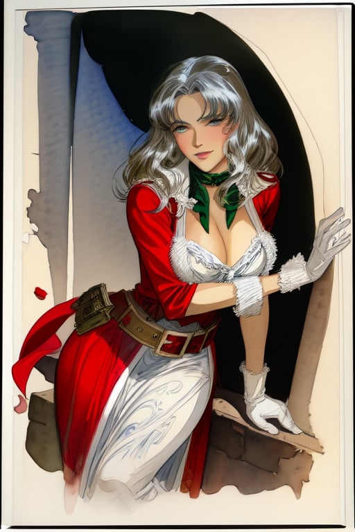 Mrs Claus, illustration, by Jean-Pierre Gibrat, watercolor shadows, by Roy Krenkel