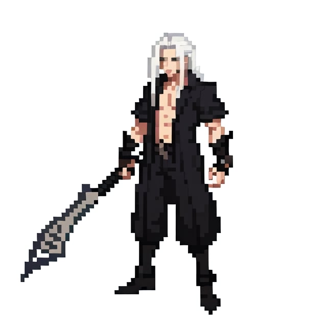 Sephiroth, white background, full body shot