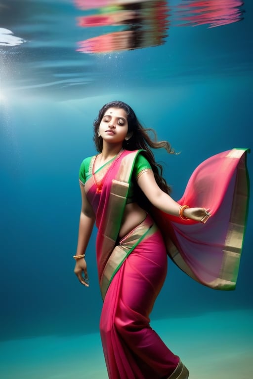 Girl in saree,underwater