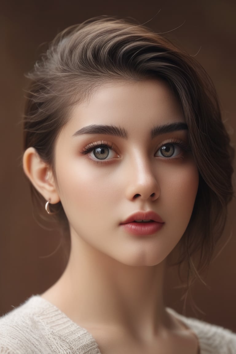 portrait, dynamic pose, gorgeous young modern fashionable girl with expressive eyes , highly detailed, 4 k, hdr, sharp focus, high resolution, excellent composition, cinematic atmosphere, precise correct anatomy, aesthetichigh detail of the face image