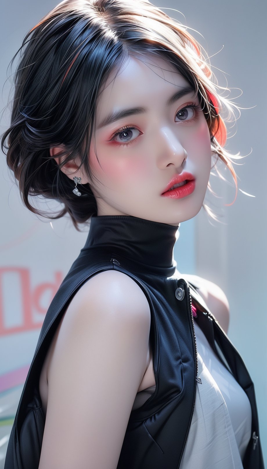 8k, RAW photo, realistic, photo-realistic, hyper-realistic, highest quality, best quality, masterpiece, highly detailed, absurdres, masterpiece, best quality, (extremely detailed CG unity 8k wallpaper, masterpiece, best quality, ultra-detailed, best shadow), (detailed background), (beautiful detailed face, beautiful detailed eyes), High contrast, (best illumination), 1girl, Australian, multicoloured hair, beautiful, ((colourful paint splashes on transparent background, dulux)), ((caustic)), dynamic angle,beautiful detailed glow,full body, cowboy shot,、,frey4,maw4r