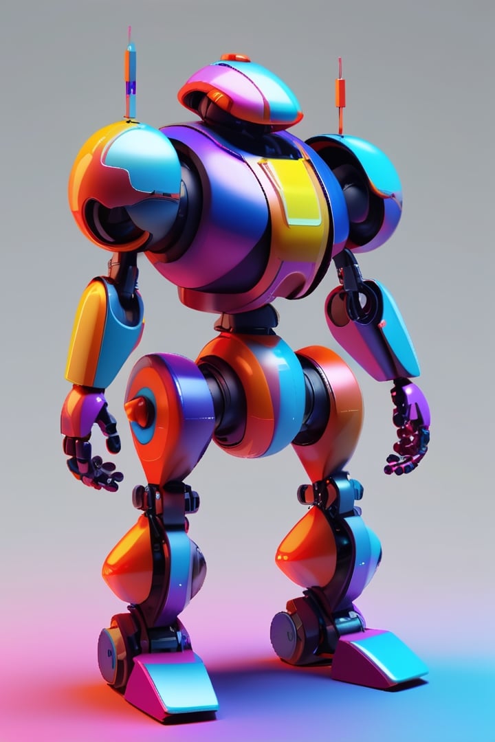 generate an full spheric robot shape multi colored and hickeither style
