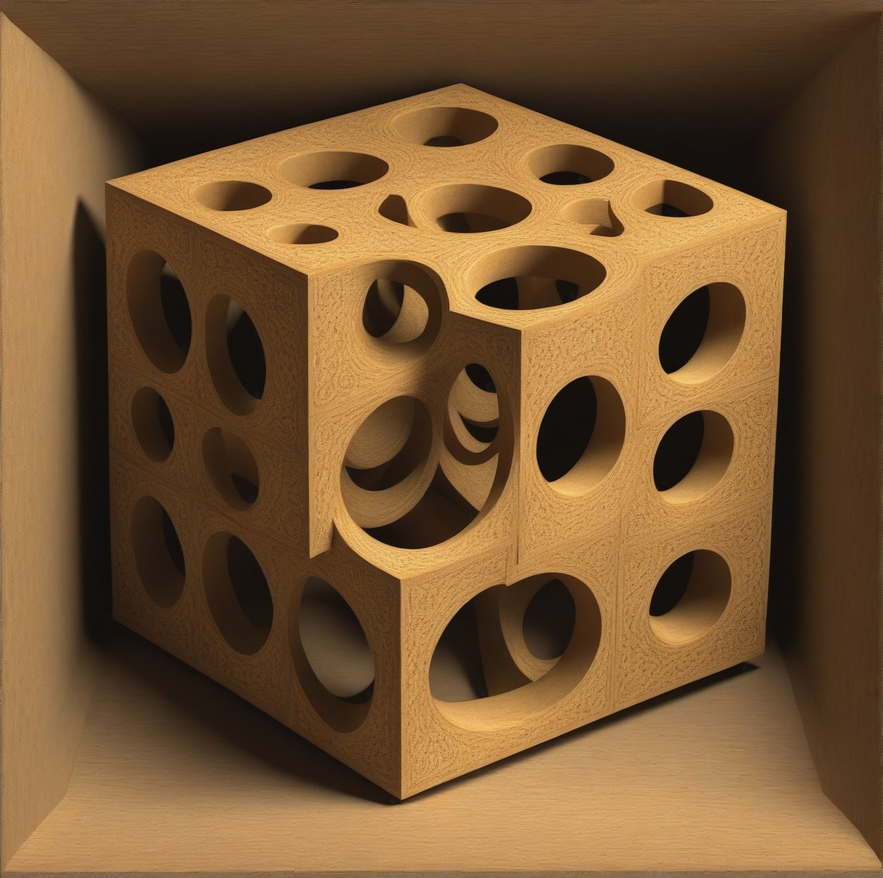 Menger ceramichal, Menger cube, Menger universal curve, fractal dimension of log _{3}(20), impossible distorted forms
