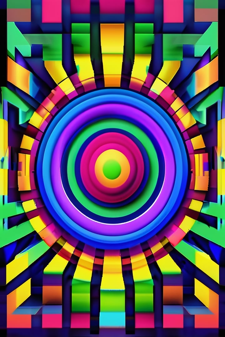 generate an full spheric laberynth shape multi colored and hickeither style
