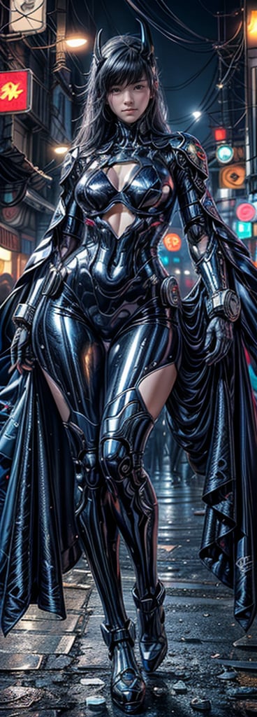 Best picture quality, high resolution, 8k, realistic, sharp focus, realistic image of elegant lady, Korean beauty, supermodel, pure white hair, blue eyes, wearing high-tech cyberpunk style blue Batgirl suit, radiant Glow, sparkling suit, mecha, perfectly customized high-tech suit, ice theme, custom design, 1 girl,mecha
