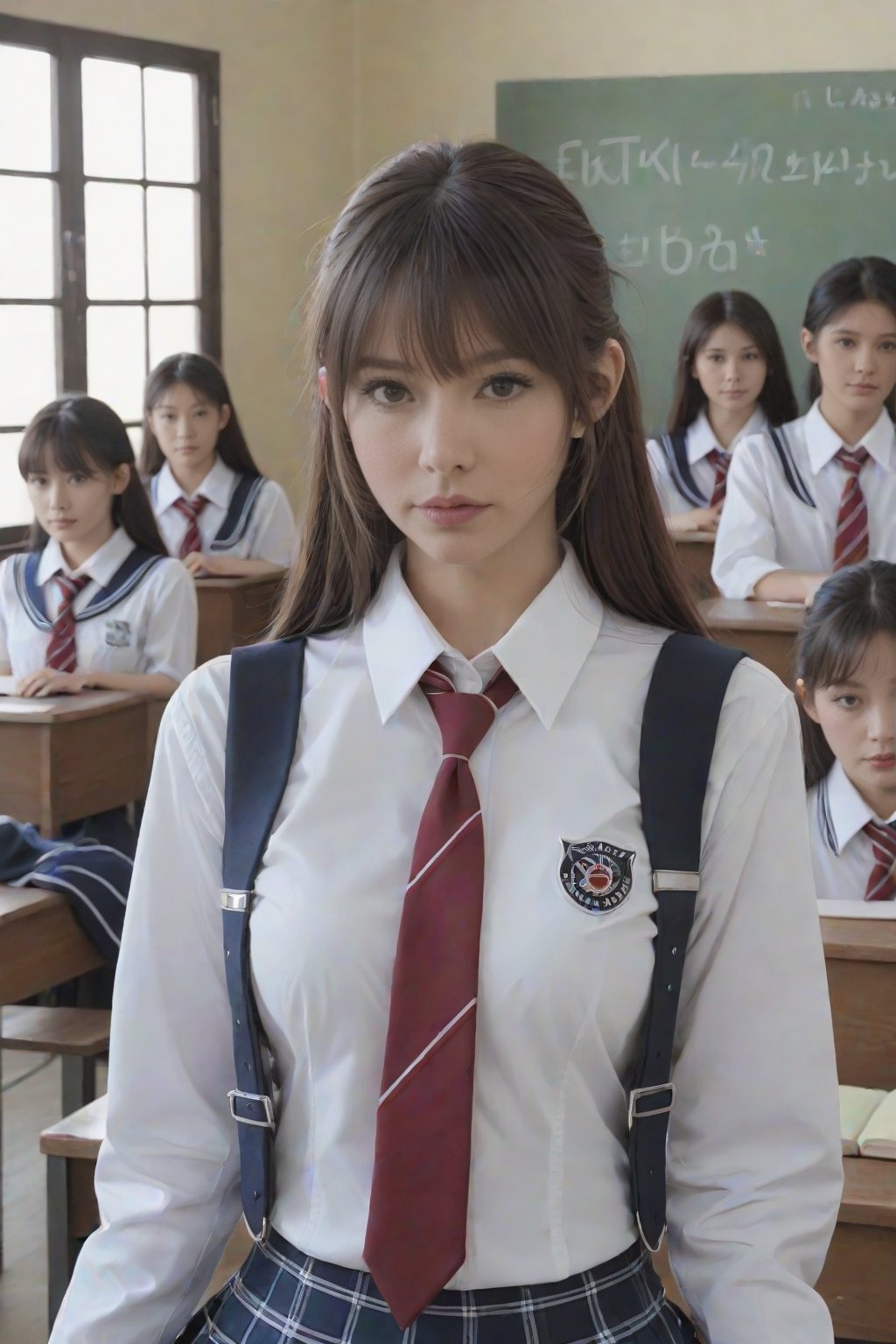 HUBG_Beauty_Girl, 1girl, cowboy shot, school uniform,Movie Still