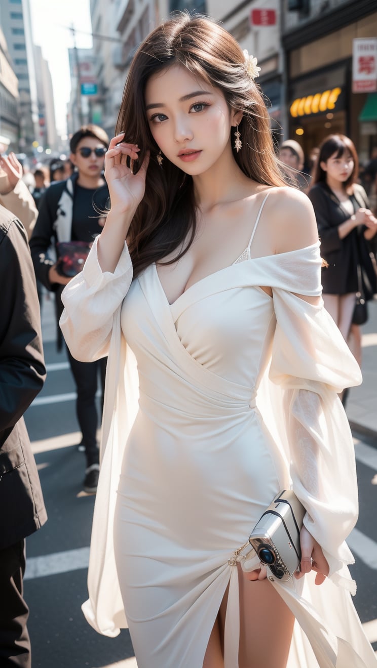 A passionate, lively and emotional Taiwanese girl, with real skin style, delicate face, majestic bust, wearing a white gauze dress, slim figure, and a gauze long-sleeved shirt. Full-body photo. For people who take photography as a hobby, cameras are not graded, what is important is the enthusiasm and persistence. There is no good or bad in taking photos, but the photographer's own feelings. Every photo represents the photographer's mood and thoughts at the time. Everyone has his or her own life story, so put down those trivial things at the right time, do what you like, and be better to yourself.