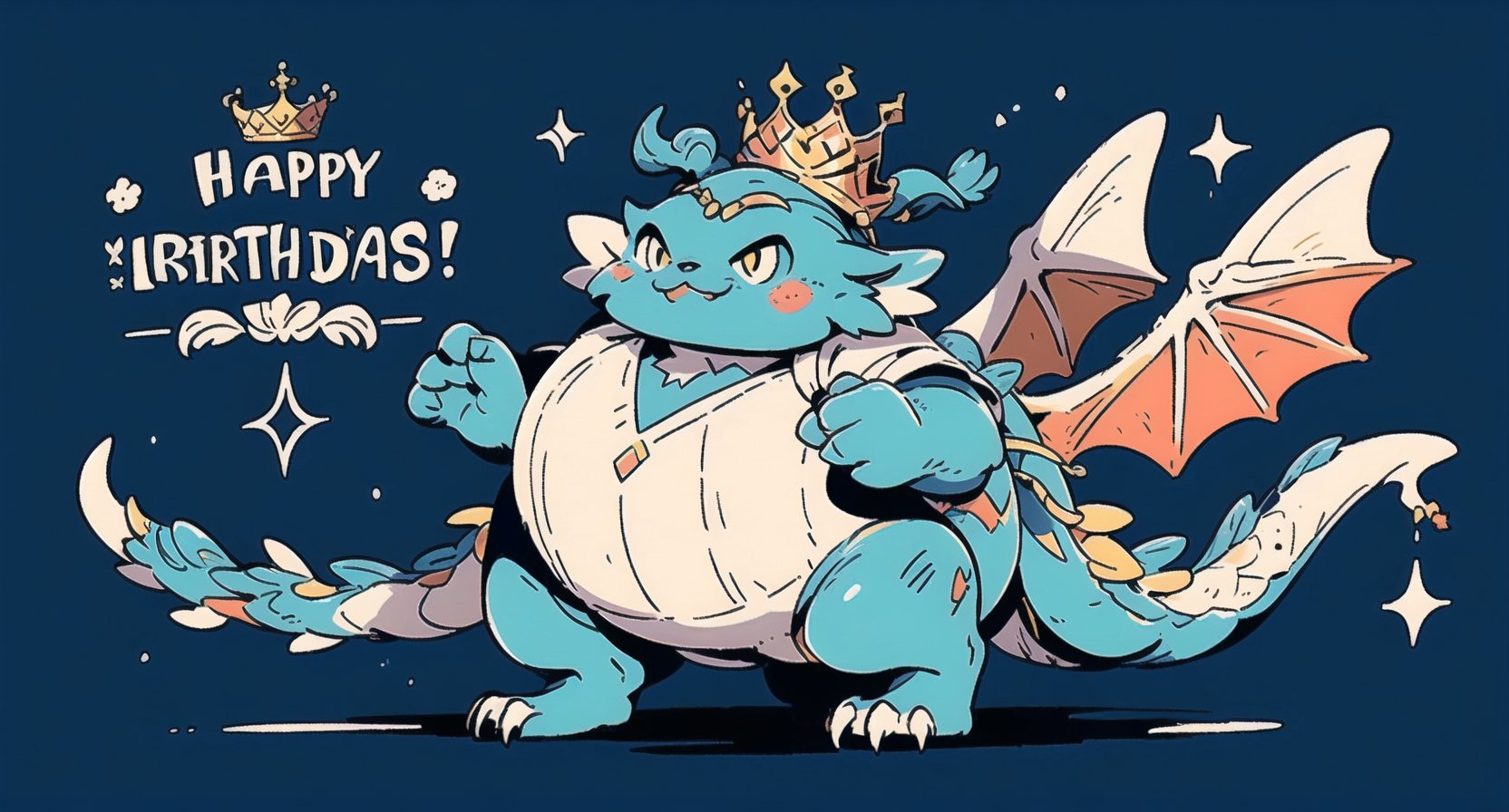  (masterpiece), best quality, (extremely detailed 8k wallpaper,(best quality, ultra-detailed, best shadow), (beautiful detailed), (best illumination, an extremely delicate and beautiful), glow,(In a surreal), (ethereal landscape),(A cute and chubby dragon, sporting a jaunty hat), (celebrating its first anniversary), (with a banner that reads "Happy Birthday!"), (and a crown on its head). (The dragon is adorned with), (light blue, gray, gold, and silver accents), (and a sparkling diamond in the center of its chest), (giving it a regal, monstrous air). (The background is a pristine white), (providing a clean, elegant contrast), (and allowing the dragon to stand out). (The text "1st Anniversary" is written in a soft, script-like font), (in gray and gold, to match the dragon's color scheme). (The overall design is simple, yet effective), (capturing the essence of whimsy and nostalgia). 