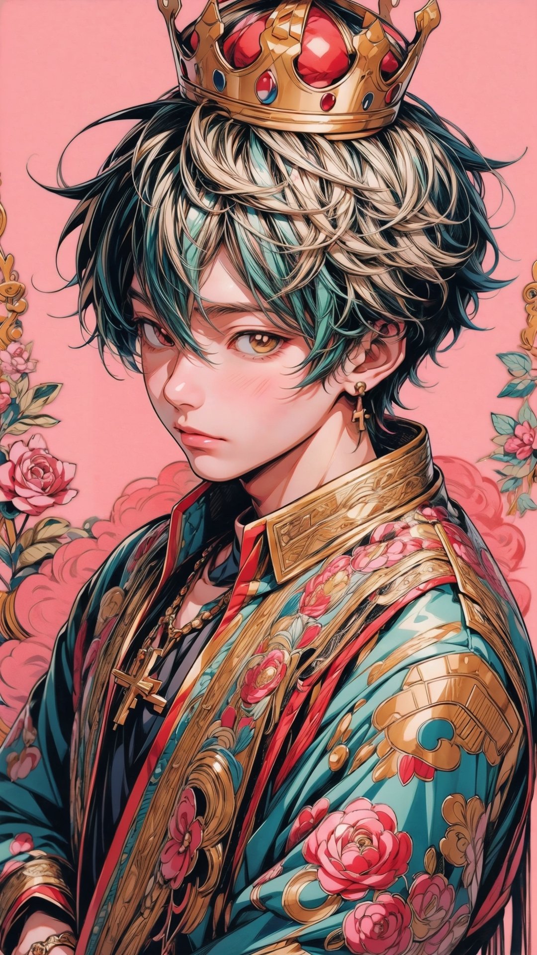 Anime – style image of young man in crown and jacket, Anime Boy, detailed fan art, anime style illustration, Cute art style, Anime Illustration, anime aesthetic, Detailed key anime art, cute detailed artwork, anime art style, highly detailed exquisite fanart, Detailed Digital Anime Art, anime style 4 k, anime graphic illustration