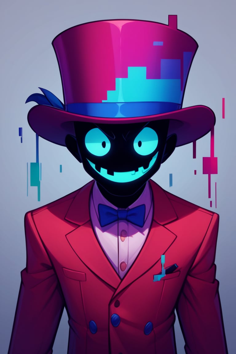 Score_9, Score_8_up, Score_7_up, Score_6_up, Score_5_up, Score_4_up,
source_cartoon,
1boy,glitch,ghostly face,
fancy_suit,head,
,big_top_hat,masterpiece,cartoon,elemental_creature,crazy smile,(pauldrons),pointy_shoulders,smug