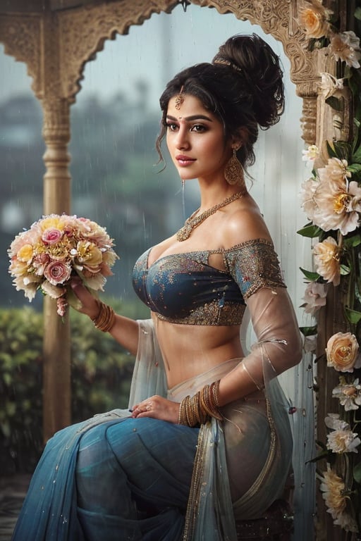 (masterpiece)((disheveled hair:1.2),( beautiful detailed eyes:1.1), Indian girl (wearing casual t_shirt ,street background, Bokeh, medium round breast , side pose looking at viewer,long hair , hair bun,wet clothes, rainy season,heavy rain shower , enjoying rain, happy, big cheeks ,Outdoor image of 21yo in school school photo in school masterpiece, (photorealistic:1.7), best quality, beautiful lighting, Eleanor Latino Woman 20yo Old Big Breasts Plus Size Model random colour beautiful eyes extremely high Bun long extreme curly hair Lifts wearing Indian flowers ethnic elegance princess saree salwar kameez. Flowers on hair (Persian princess)),off shoulder ,bra, Indian attire ,ultra realistic skin Best quality, masterpiece, Beautiful, young indian woman, teacher, college, looking straight at viewer, wearing elegant dark full sleeve top and long skirt, college classroom, sitting on chair, professionalism, teen age, detailed face, detailed body, symmetric face, cute face, dynamic pose, perfect anatomy, holding books with hands, photorealistic, curvy body, braid hair, 8k, ultra realistic, blackboard background, ambient occlusion(((Stunningly Beautiful persian Princesss ))), elegant blue black updo hair, sweet smile, Beautiful bride posing under a fairy tale arch of exotic magical flowers, looking back,elaborate scene style, crystal glass lattice, glitter, transparent embroidered lace, realistic style, 8k,exposure blend, medium shot, bokeh, (hdr:1.4), (cinematic), ( dark tones:1.3), (hyperdetailed:1.2),Realism,1 girl,girl wearing indian saree(dressed in transparent saree)(wearing glitter graphics jewelry)big ,Sexy medium Breast,nipple,bright light ,long_hair, Bokeh ,nsfw , indian ,tree branch, colourfull ,undersized bra,princess dress,lehenga choli((transparent dress))