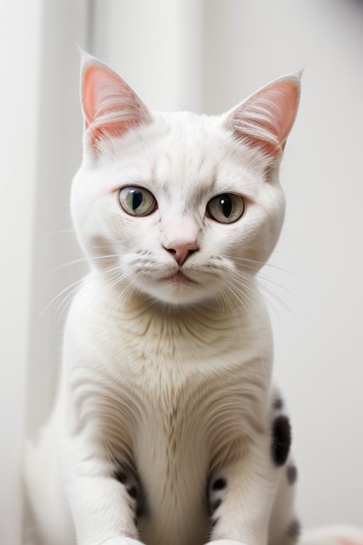 white cat with black spots