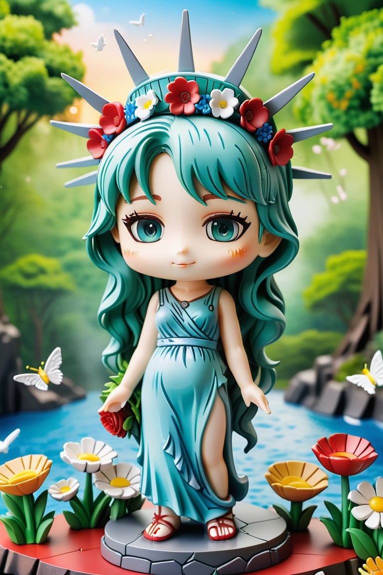 masterpiece, best quality, 
The statue of Liberty,
1girl, flowers, forest, ,chibi,more detail XL