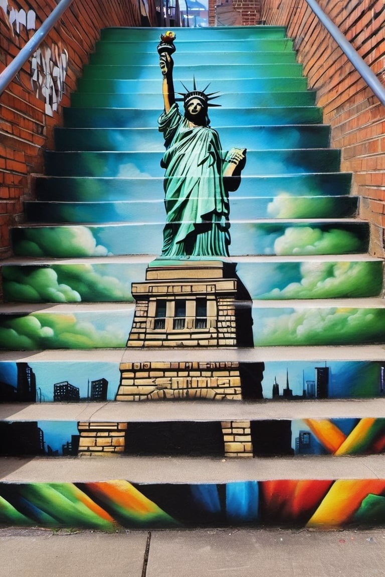 masterpiece, best quality,
 stair-art, the statue of liberty,
Subway station,
stair-art,more detail XL