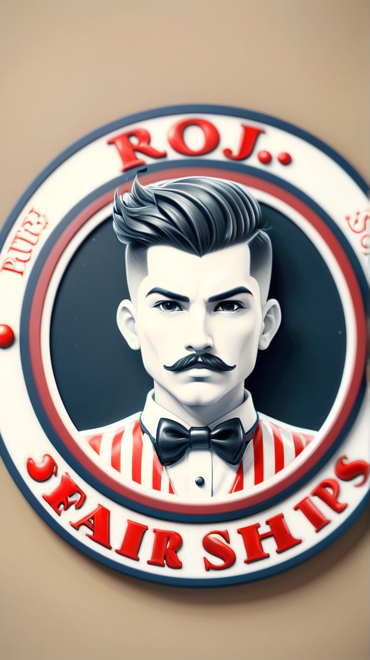 Barber shop logo called “ROJ” with classic haircuts