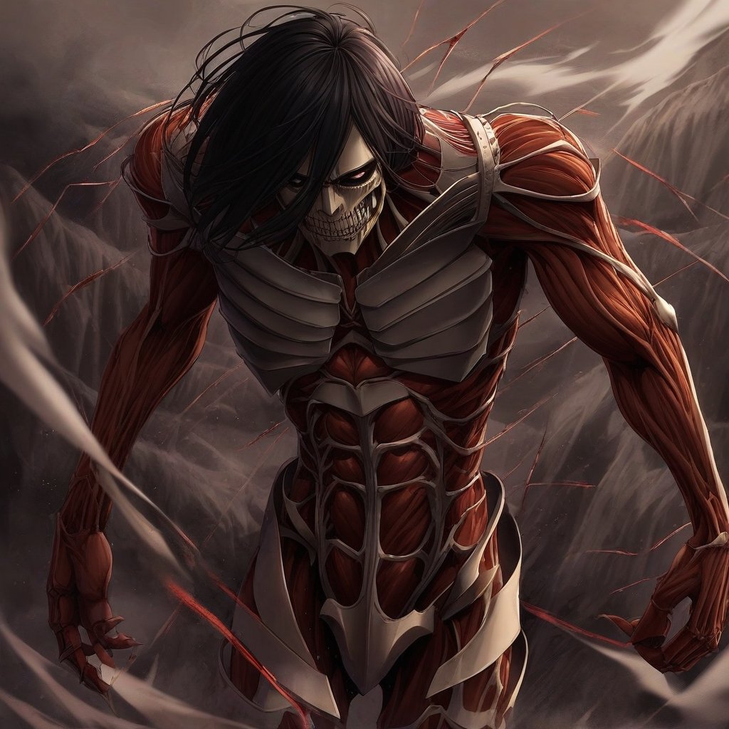 mikasa armor titan, dramatic, detailed,,