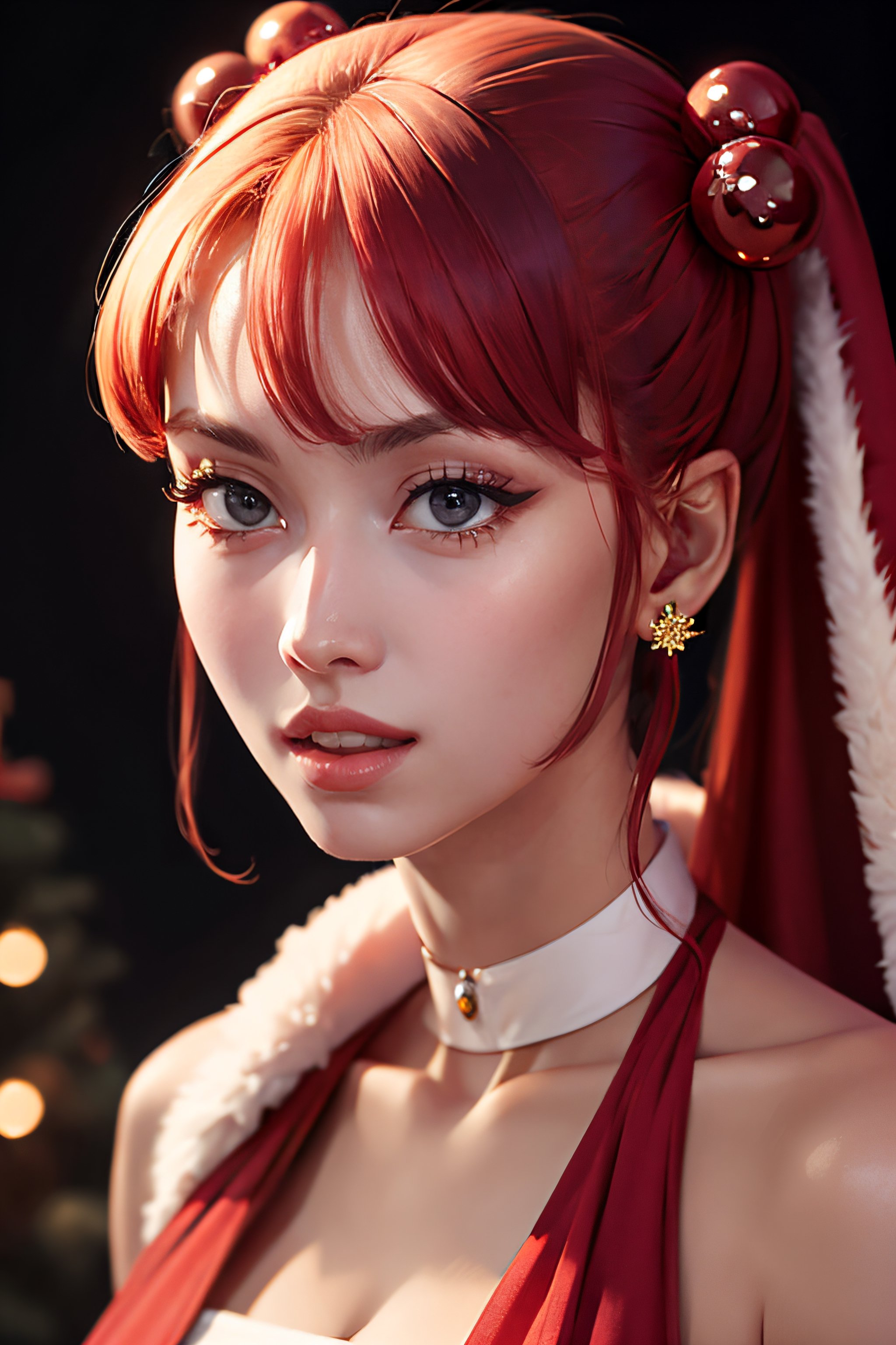 Momo, portrait, realistic, high_resolution, christmas,