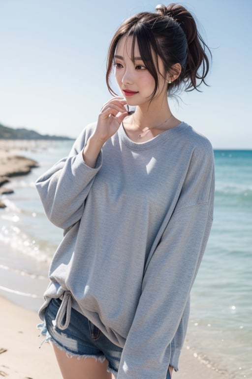 Beach, ocean, hand_clothes , beauty_mark woman