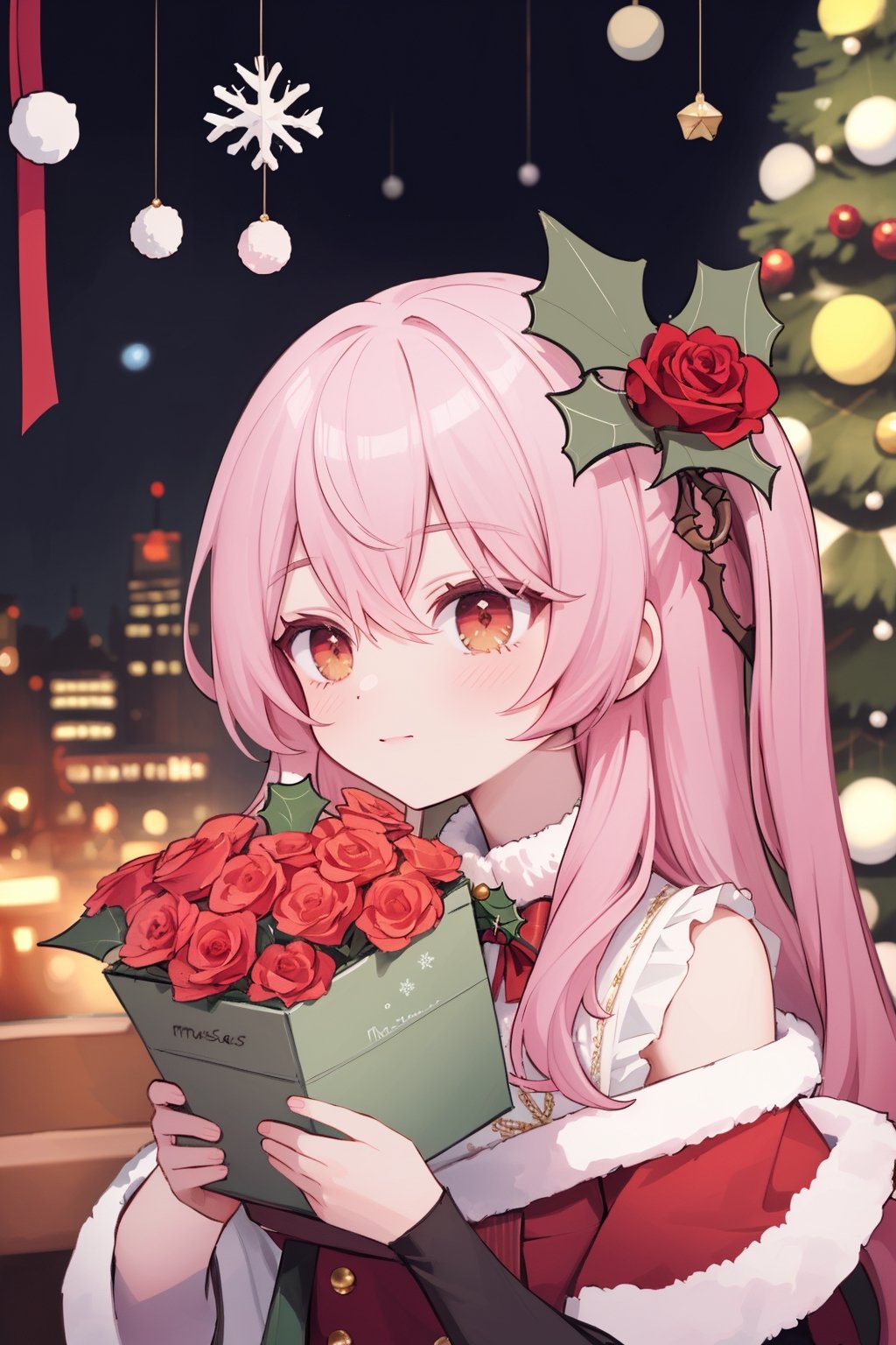 best quality, pretty, christmas, masterpiece, long hair,masterpiece, rosemi1st