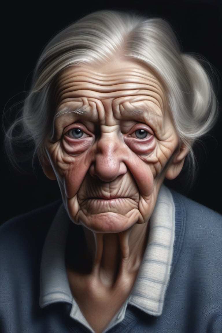 Realism: Portray a lifelike portrait of an elderly person with all their wrinkles and character. --ar 16:9