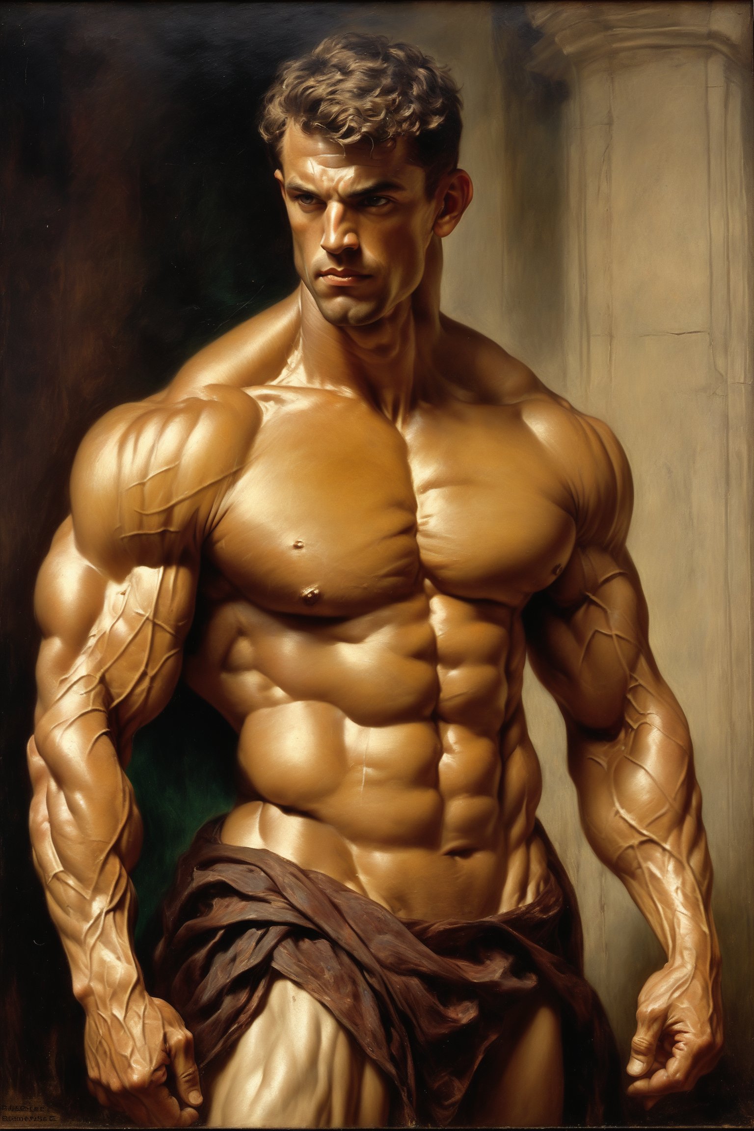 oil painting by Francis Bernard Dicksee of a muscular man