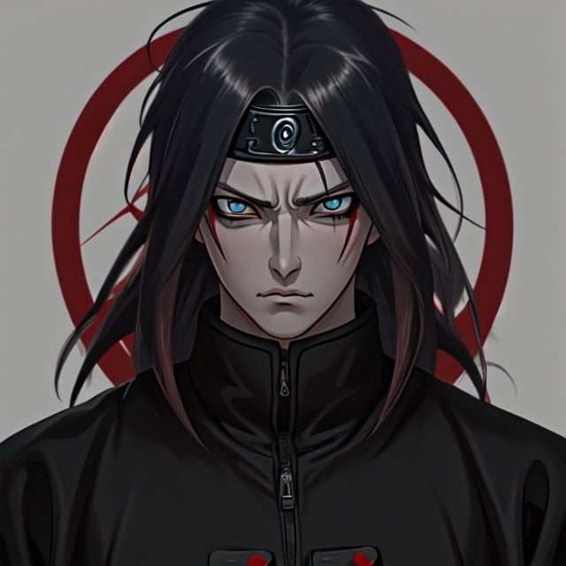 Madara Uchiha male version with sharingan eyes giving me a death stare
