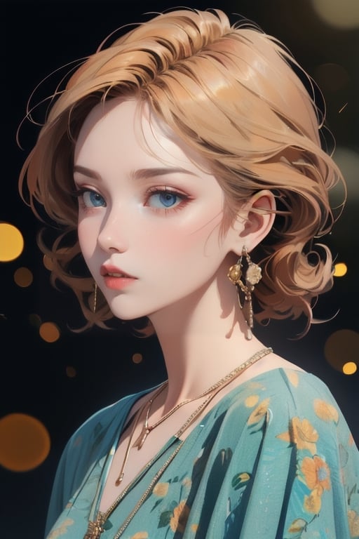 a man wearing an anime necklace, a long necklace, and earrings, in the style of serene garden landscapes, animated color photos, Masami Teraoka, aquamarine, Paulo Gauguin, Embry Style, honest portrait, (best quality, 4k, 8k, highres, masterpiece:1.2), ultra-detailed, (realistic, photorealistic, photo-realistic:1.37), HDR, UHD, studio lighting, ultra-fine painting, sharp focus, physically-based rendering, extreme detail description, professional, vivid colors, bokeh, landscapes, tranquil garden scenery