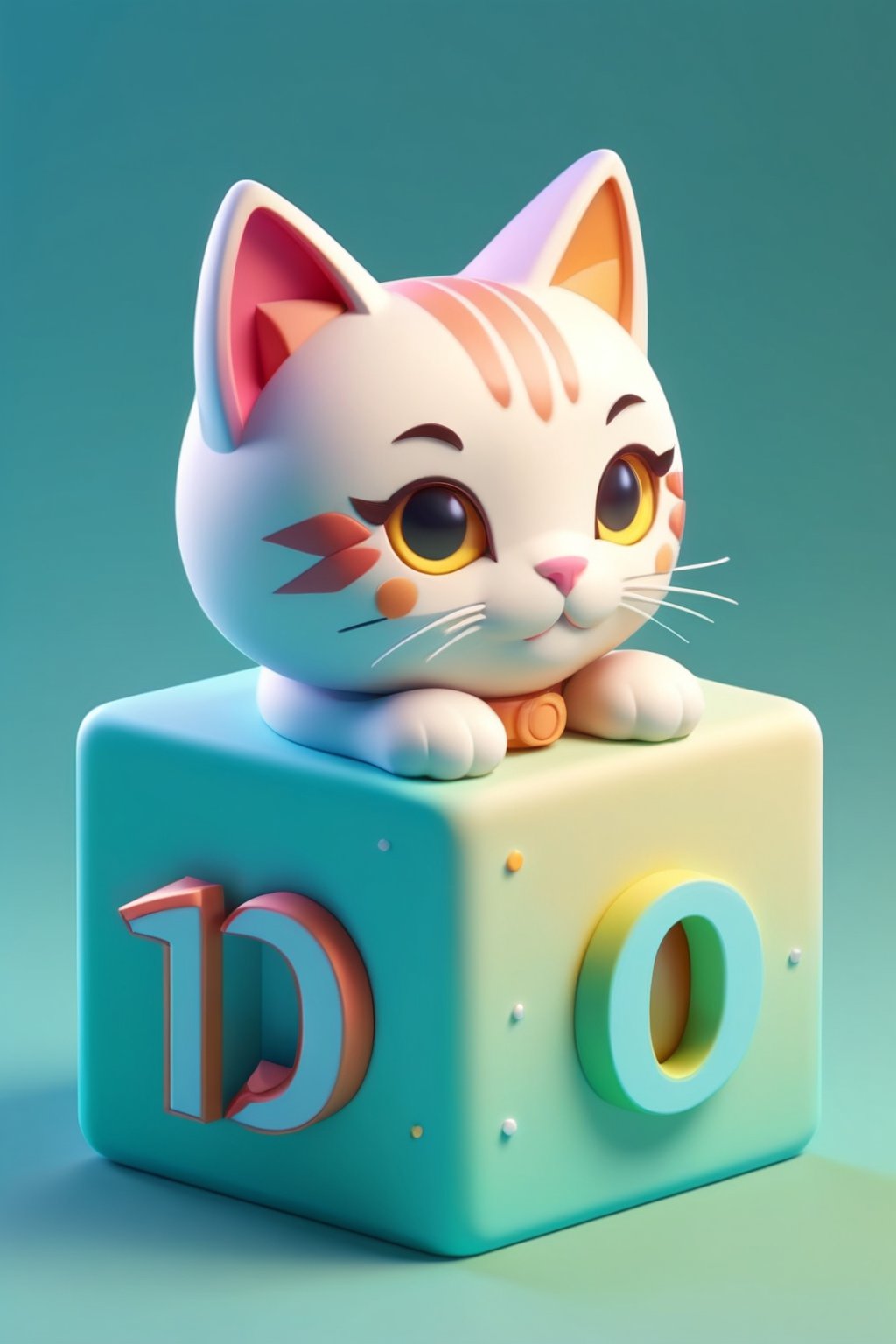 (Happy new year),3D isometric render of cute (cats), 3D app icon, clean isometric design, aesthetics,(intricate details), beautiful design, soft gradient background, soft colors, centered, 3D blender render, masterpiece, best quality, high resolution, 8k octane render, beautiful color scheme, soft smooth lighting, physically based rendering, square image, high polycount, natural beauty,Text