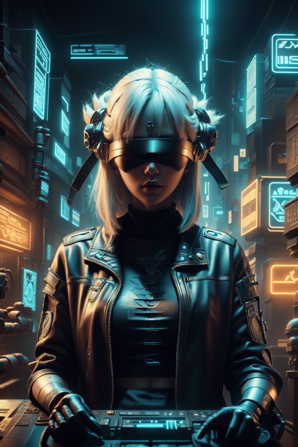 n_2b, white hair, realistic photography, action,white background,ink,(black blindfold:1.3),Ultra-detail,(highres:1.1),best quality,(masterpiece:1.3),cinematic lighting,Cyberpunk VR ,Cyberpunk,C7b3rp0nkStyle,Cyber_Egypt