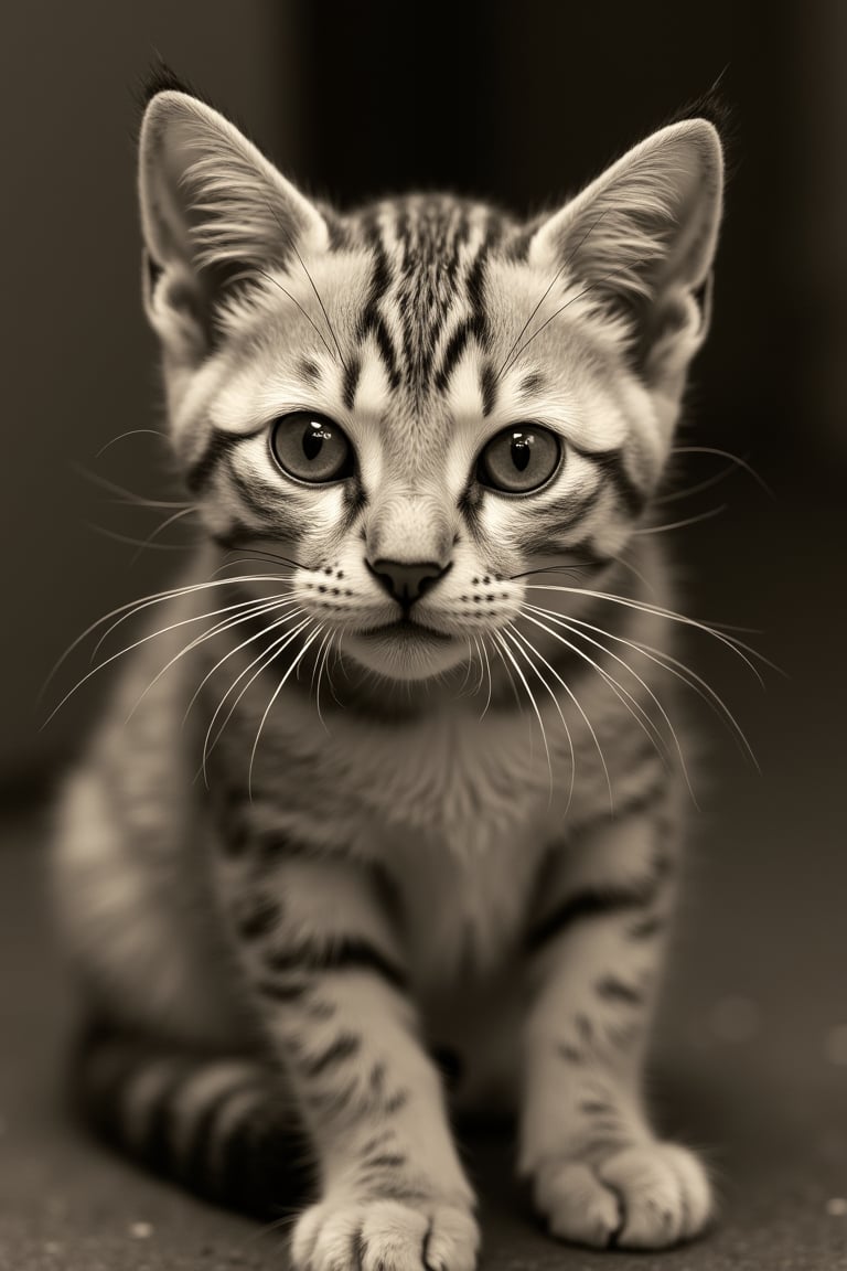 old sepia photo of a cat