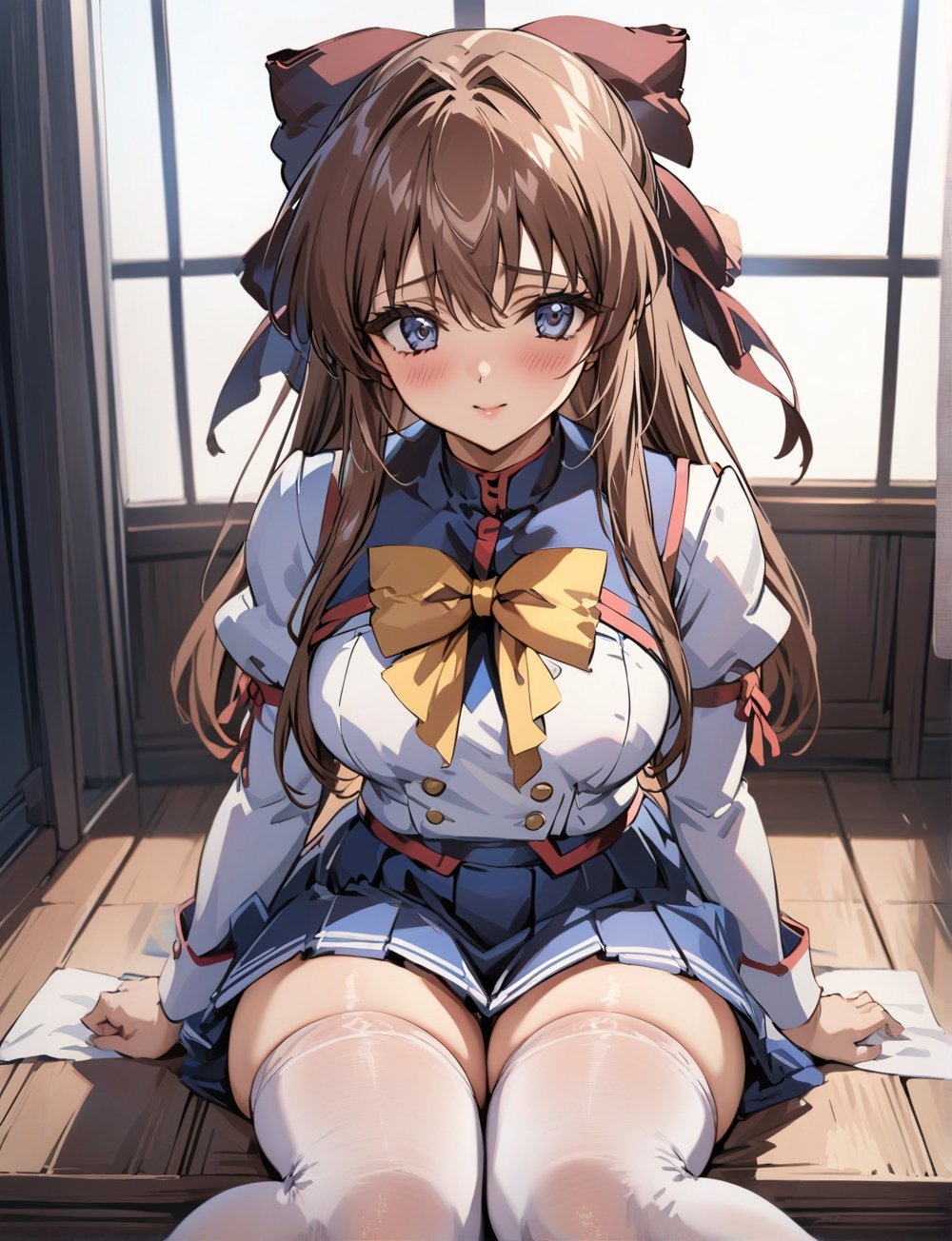 score_9, score_8_up, score_7_up,source_anime,
aoikan,brown hair,hair bow,school uniform, long sleeves, bowtie, blue skirt, white thighhighs,1girl,more_than_one_pose,masterpiece, best quality, highly detailed, best quality, ultra-detailed, masterpiece, finely detail, highres,beautiful detailed eyes highly detailed skin,clear picture