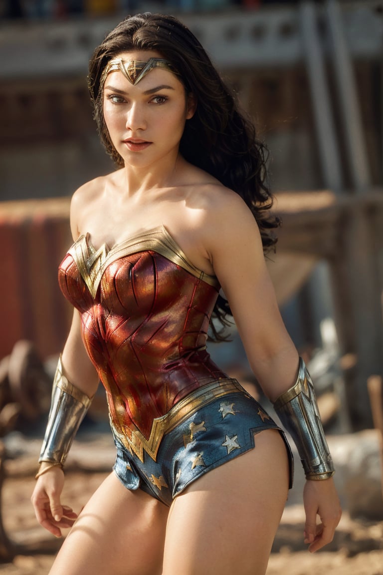 (best quality, masterpiece, colorful, dynamic angle, highest detailed)(Wonder Woman), cowboy shot, fashion photography of cute black long hair girl (Wonder Woman), dressing high detailed Wonder Woman suitin dynamic pose, bokeh, light passing through hair, (abstract background:1.3), (official art)
