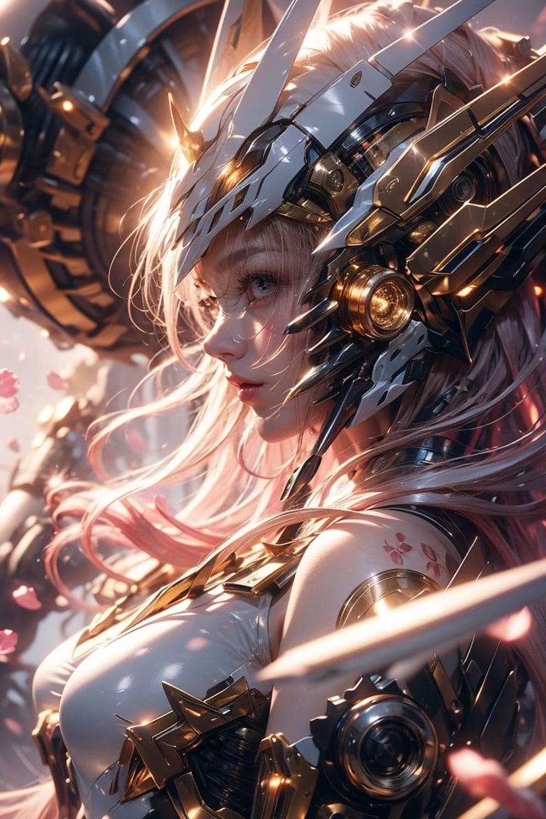 masterpiece, best quality, official art, extremely detailed CG unity 8k wallpaper, highly detailed, absurdres, Panorama, exquisite facial features, prefect face, shiny skin, abstract background, girl, solo, empty eyes, :p, naughty face, long hair, orange hair, big hair, lace trim, bare_shoulders, berserker armor, standing, stare, sunset, castle, Cinematic Lighting