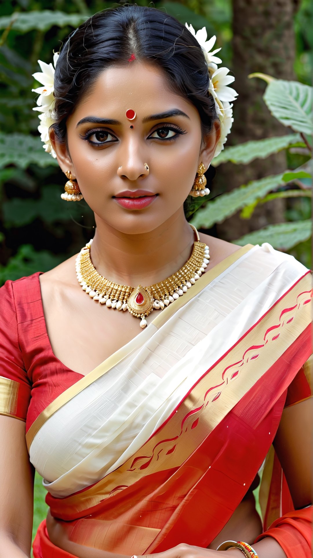 Full body,  Healthy figure,  Indian breasts,  Bengali bhabi, ware very realistic cotton bangali saree(( ware red and white saree very realistic painting of flowers)), in a beautiful park,  face covered in cum,  deep navel (( Bengali Handcrafted Conch Bangles,  Conch Bracelet)),  voluptuous,  Best quality,  8k,  32k,  Masterpiece,  UHD:1.2),  ultra realistic,  attractive features,  depth of field,  film grain,  ray tracing,  beautiful model,  anatomically correct,  photo realistic,  face covered in cum,  sks woman,  glossy_skin,  medium breast,  Indian,  full body nude,  High detailed,  nacklace,  nose ring,  ear rings, Indian, Woman, Indian beauty, speard her legs