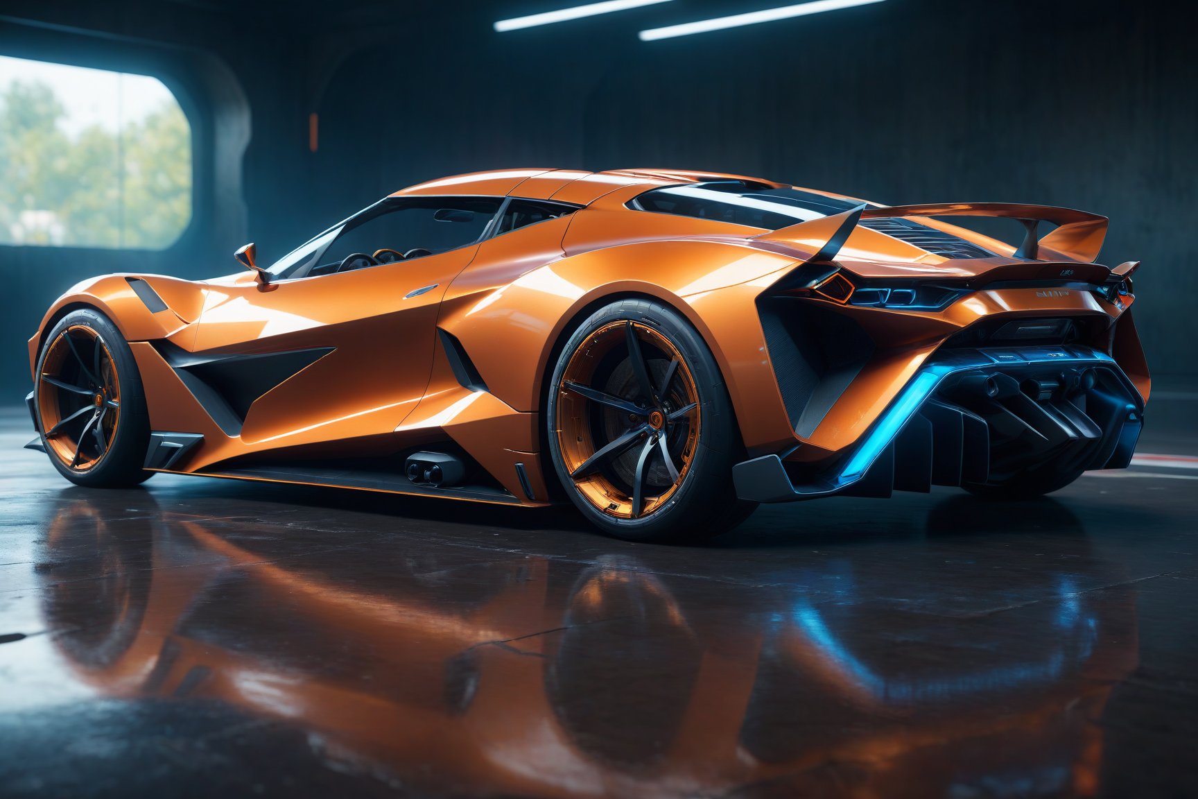 (highly detailed:1.4), digital painting, octane render, artstation, concept art, sharp focus, 8k, 4k, unity render, A cool tech theme with a digital data stream, detailed, futuristic sports car, from below, from side,