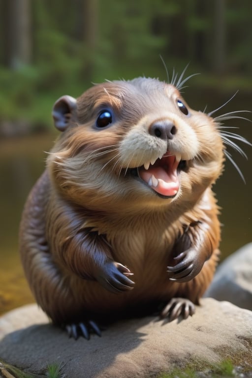 Happy, adorable, beaver, glorious, beautiful, buck teeth, beaver tail, chubby